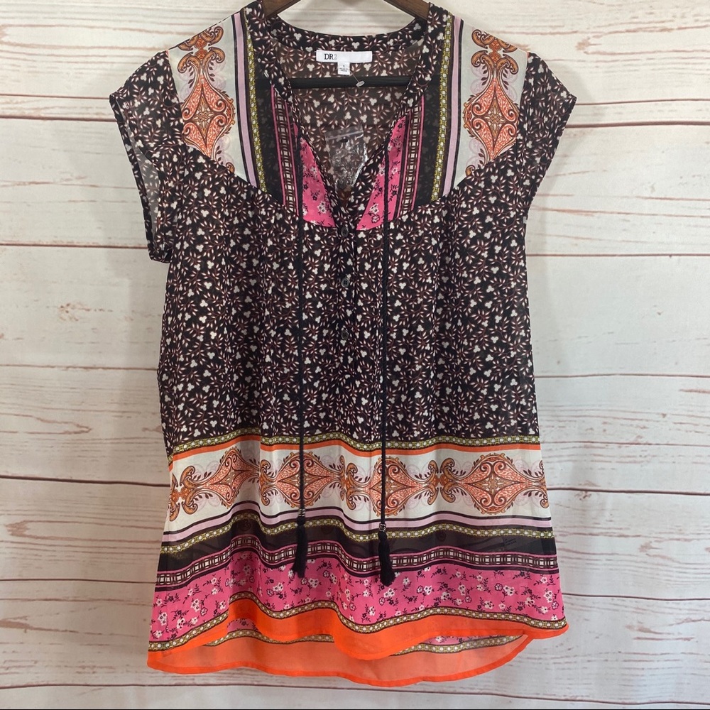 DR2. Sheer Print. Boho Style Tunic. NWOT